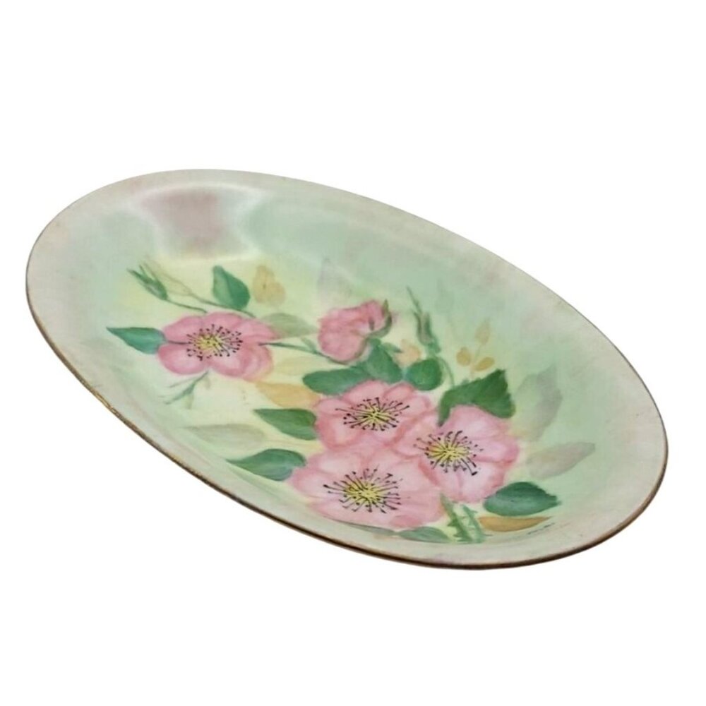 Vintage Hand Painted Floral Oval Porcelain Dish Tirschenreuth Bavaria Germany